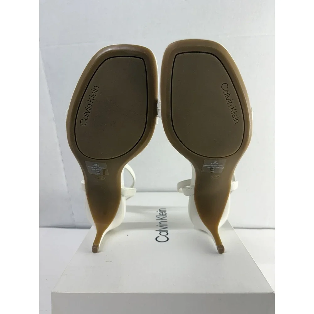 Calvin Klein Women's Iryna White Ankle Strappy White Faux Leather Heels Size 10M - Picture 9 of 9
